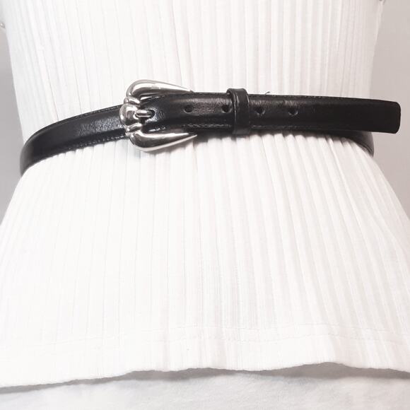 Beacon Hill Belt Skinny Large 29" to 31" Waist Semi Aniline Black Leather - Picture 2 of 14